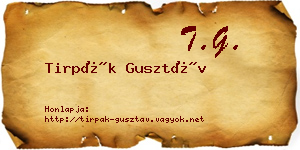 Tirpák Gusztáv névjegykártya